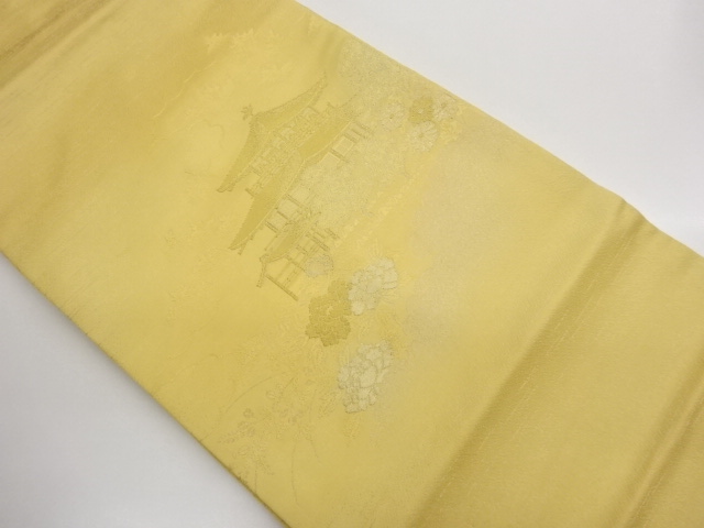 JAPANESE KIMONO / NAGOYA OBI / WOVEN KIKAKUJI TEMPLE 